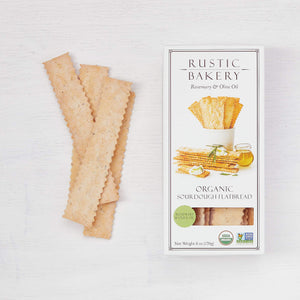 Rustic Bakery - Organic Sourdough Flatbread Crackers - Rosemary & Olive Oil - 6oz Box